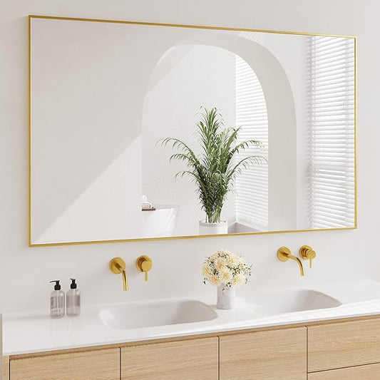 Koonmi Gold Mirrors for Wall, 36x60 Inch Bathroom Mirror, Rectangular Wall Mirror for Living Room Bedroom Bathroom, Hangs Horizontally or Vertically