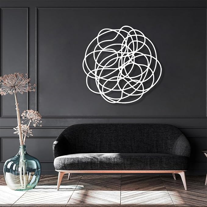 OSTCAL Abstract Wall Art, Abstract Metal Wall Art, Metal Line Art Wall Decor, Metal Minimalist Wall Art, Metal Wall Decor, Wall Decor Living Room, Bathroom Wall Decor (Black, 28x28in|70x70cm)
