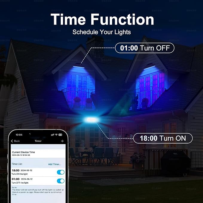 Party Lights Outdoor Smart Flood Light, 180W RGBCW Color Changing LED, 2700–6500K Tunable White, WiFi App & Voice Control, 50 Scenes, 1–100% Dimmable, IP65 Linkable Wall Washer Lights
