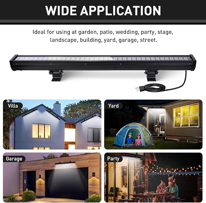 72W 7920LM Super Bright LED Wall Washer Light Bars, 6000K Daylight White IP67 Waterproof & Heavy Duty Outdoor Linear Lights for Landscape Church Yard Building Lighting(40 Inch)
