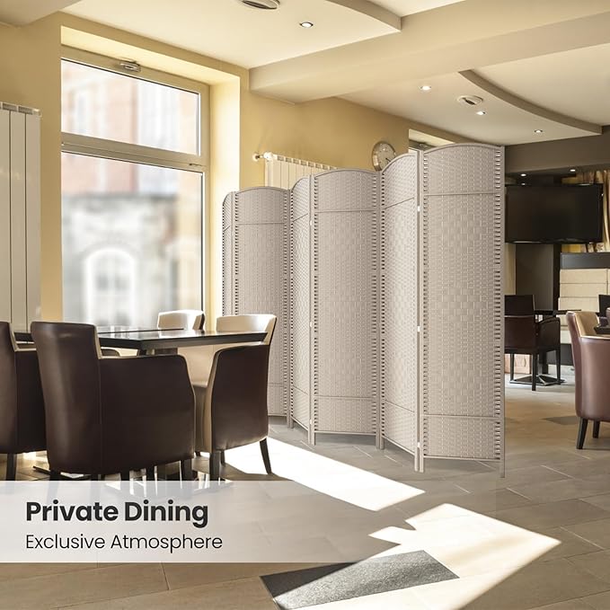 6 Panel Room Divider,6Ft Folding Privacy Screen,Tall - Extra Wide Foldable Panel Partition Wall Divider with Diamond Double-Weaved Hand-Woven Design Room Screen Divider