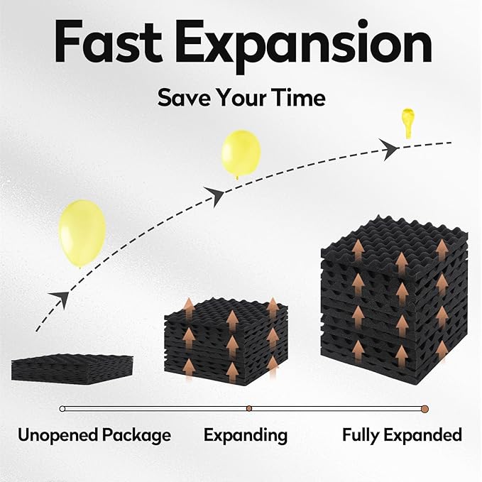 24 Pack Acoustic Panels, 12x12x1.2 Inches Egg Crate Acoustic Foam Panels, Sound Proof Foam Panels Noise Reducing for Walls and Ceiling, Acoustic Foam Panels Sound Absorbing, Soundproof Wall Panels