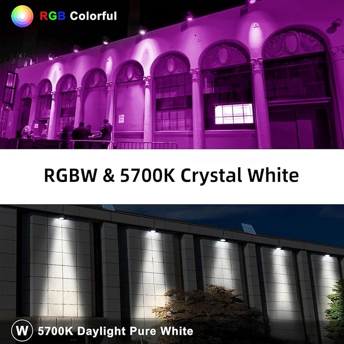 Linkable LED Wall Washer Light with RF Remote, 144W RGBW Color Changing Outdoor Landscape Spotlights, Waterproof Round Stage Lights for Club, Bar, Wedding, Show, Party, Event, Disco