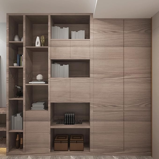 Brown Wood Wallpaper Peel and Stick 16"x118" Wood Grain Contact Paper Waterproof Removable Kitchen Cabinet Wallpaper Wooden Vinyl Wrap Cabinet Covers Grey Oak Wooden Contact Paper