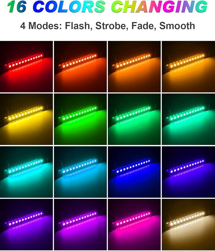 5W RGB Retaining Wall Lights 7 inch LED Hardscape Lighting Color Changing Low Voltage Landscape Paver Lights 12V Step Lights Outdoor Waterproof Stair Deck Lighting (12 Pack+Connectors)