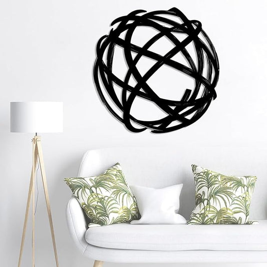 Metal Line Cricle Wall Art, Round Wall Decor, Metal Line Art Wall Decor, Abstract Art Wall Decor, Modern Minimalist Decor, Wall Art For Living Room, Housewarming Gift (Black, 39"x39"|100x100cm)