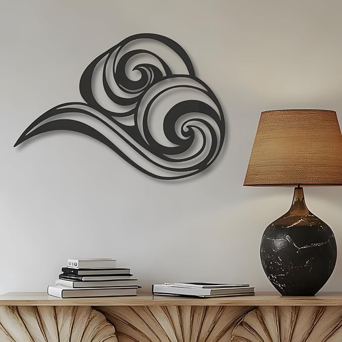 Abstract Ocean Wave Metal Wall Sculpture,Coastal Art for Coastal Spaces, Porch & Beach House Decor,Metal Wave Sculpture,Coastal Wall Art for Nautical Interiors (39" x 28" | 100 x 71 cm)