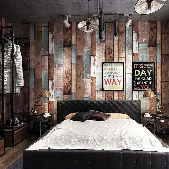 Livelynine Shiplap Peel and Stick Barnwood Wallpaper for Walls Rustic Barn Wood Wall Planks Bathroom Wallpaper 17.7X78.8 Wood Plank Contact Paper for Desk Cabinets Bulletin Board Paper Roll Classroom