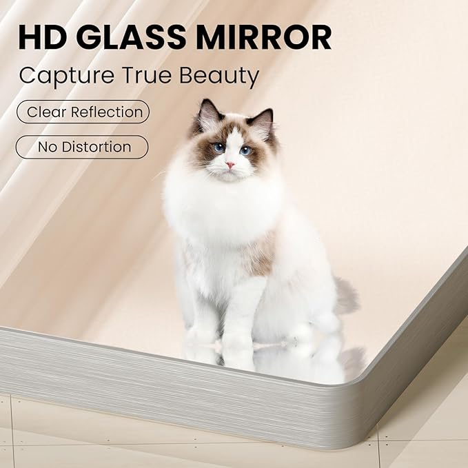 Brushed Nickel Bathroom Mirror 24x32 Inch, Brushed Silver Metal Frame Mirror Wall Mounted, Rounded Rectangle Bathroom Vanity Mirror, Tempered Glass, Anti-Rust, Horizontal/Vertical