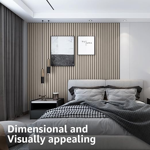 Art3d 8-Pack 96 x 6in. WPC Acoustic Slat Wall Panel for Modern Interior Decor, TV Background, Living Room, White Ash