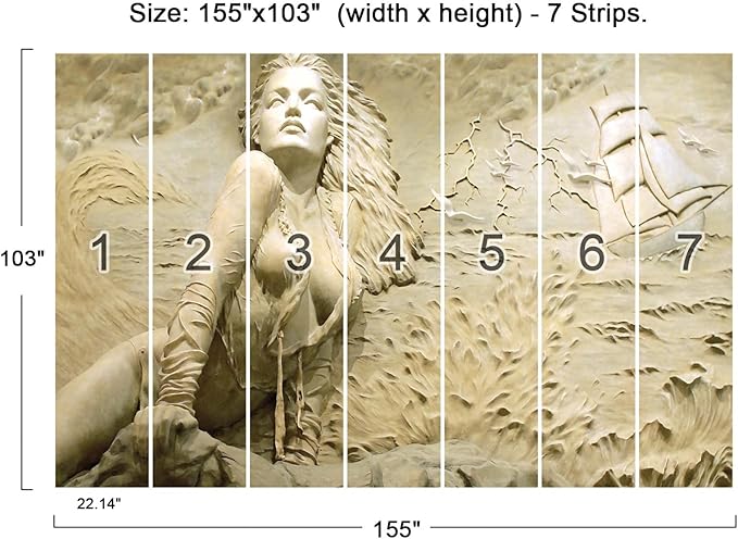 Cliouar-Wall Mural Wallpaper for Bedroom Living Room - 3D Decoration Sculpture Art 155" x 103" (Not Self-Adhesive)