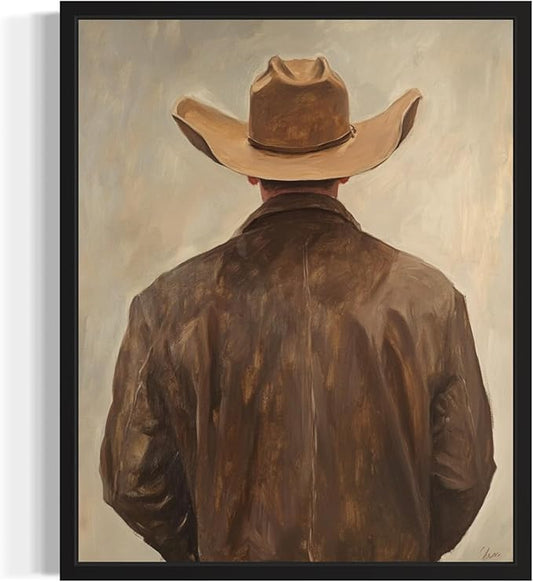 Cowboy Art Print Poster Wall Art, Western Country Farmhouse Wild West for Bedroom, Bathroom, Living Room Art Decor 58 (Cowboy, 8 x 10 inches, Black Frame)