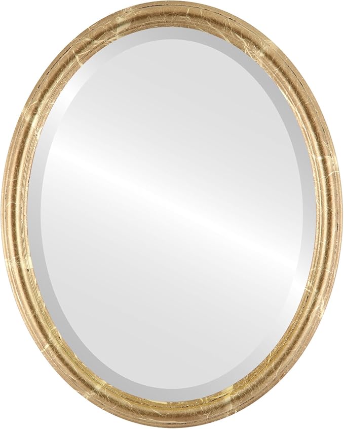 OVALCREST Oval Beveled Wall Mirror for Home Decor - Saratoga Style - Champagne Gold - 14x18 Outside Dimensions