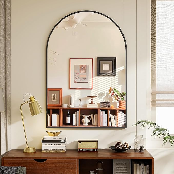 24x36 Arch Wall Mirror, Black Bathroom Mirrors for Over Sink, Metal Frame Wall Decor for Entryway, Bedroom, Living Room