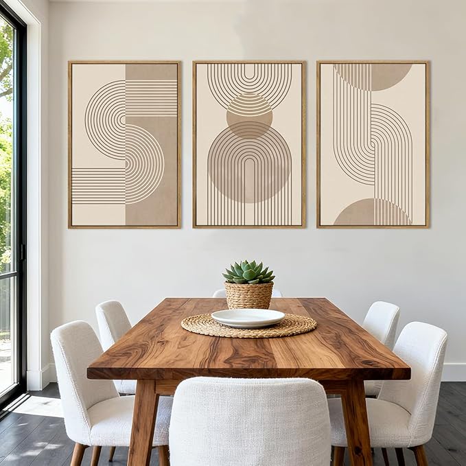 Anyzal Neutral Boho Wall Art Minimalist Abstract Line Artwork for Living Room Bedroom Office 16x24 Inch Set of 3