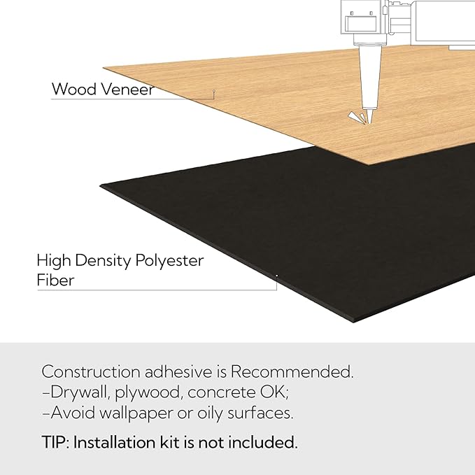 Olanglab Wood Veneer Acoustic Wall Panels 6 Pack, 23.6"×47.2" Sound Absorbing Wall Panels for Interior Wall Decor, Cool Oak