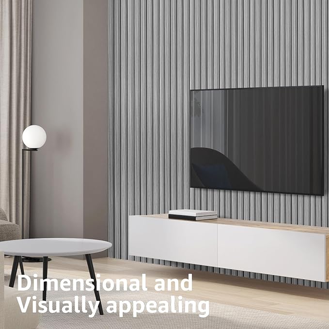 Art3d Slat Wall Panels, WPC Soundproof 3D Wall Paneling for Interior Wall Decor, TV Background, 8-Pack 96 x 6 in. Gray Oak