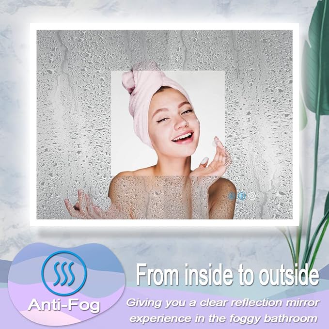 40 x 30 Inch LED Vanity Mirror with Backlits Anti-Fog 3 Color Dimmable Backlit Lighted Mirror for Bathroom Wall Horizontal Vertical Mounted 40" Frameless Smart Light up LED Bathroom Mirrors