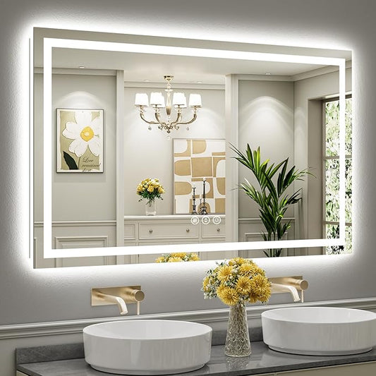 60"x36" LED Bathroom Mirror with Lights, Backlit & Front Lit, Anti-Fog Lighted Bathroom Vanity Mirror for Wall, Memory Function, Dimmable, HD Tempered Glass, Shatter-Proof