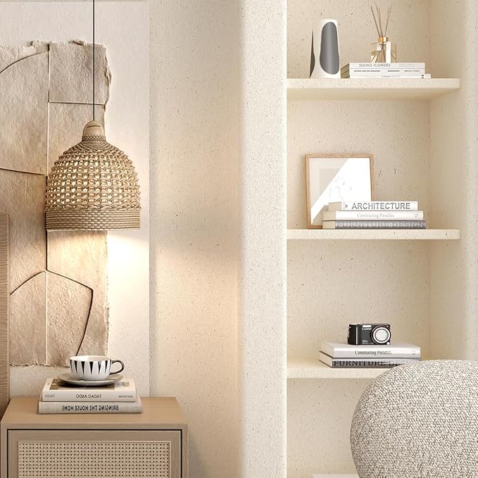 Natural White Wallpaper Grasscloth Textured Peel and Stick Wall Fabric&Wallpaper Self-Adhesive Wall Fabric&Wallpaper Removabl Easy to Clean for Bedroom,Living Room , Office.(16.5"x236.2") 3001