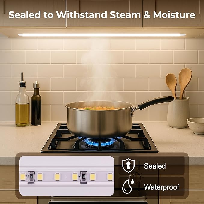 72inch Hardwired Under Cabinet Lighting for Kitchen,120V Wired Undercounter Led Strip Lights 6000K White Waterproof, Luces para Cocina Bajo Gabinete Under Shelf Lights for Sink/Workbench