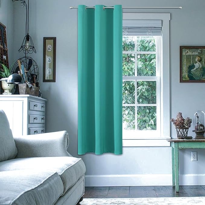 ChrisDowa Grommet Blackout Curtains for Bedroom - Thermal Insulated Room Darkening Curtains for Living Room (1 Panel Set, Teal, 42W x 63L)