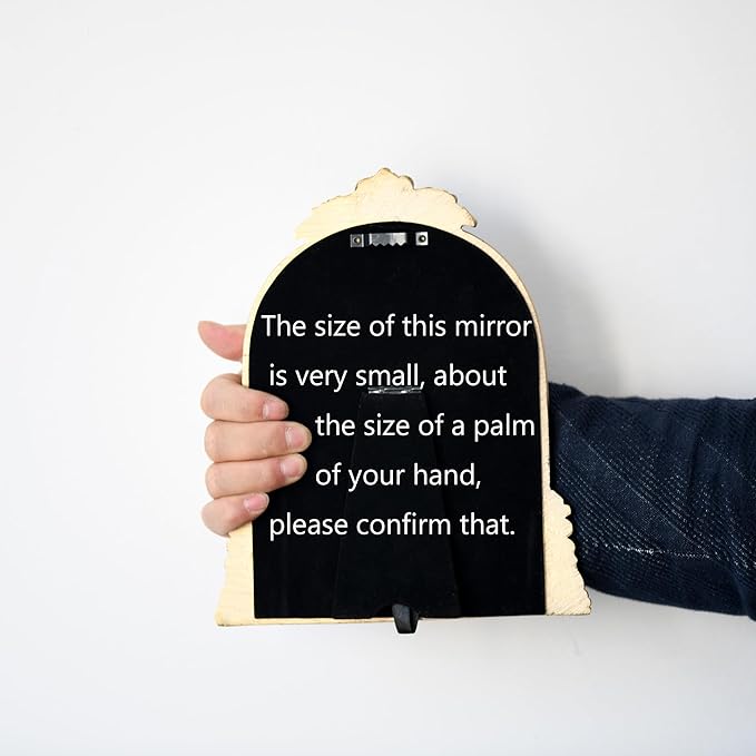 OIGUMR Smaller Vintage Gold Ornate Baroque Mirror Vanity Desk Table Mirror Arched Makeup Mirror with Resin Frame 9.6X6.5 inch