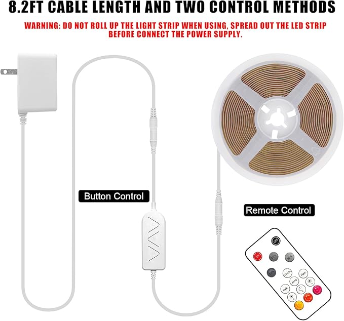 32.8ft Purple COB Led Strip Lights with Remote, Dimmable Bright Dotless Adhesive Indoor Led COB Light Strip for Cabinet, Painting, Room, Bed