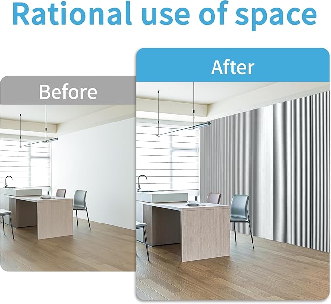 Art3d 4-Pack Glue-On Fine Bar Wainscoting Panel for Interior Wall Decor - 104 x 12 Inch Polystyrene Ultralight Slim Slat Wall Panels for Living Room Bedroom, Poplar