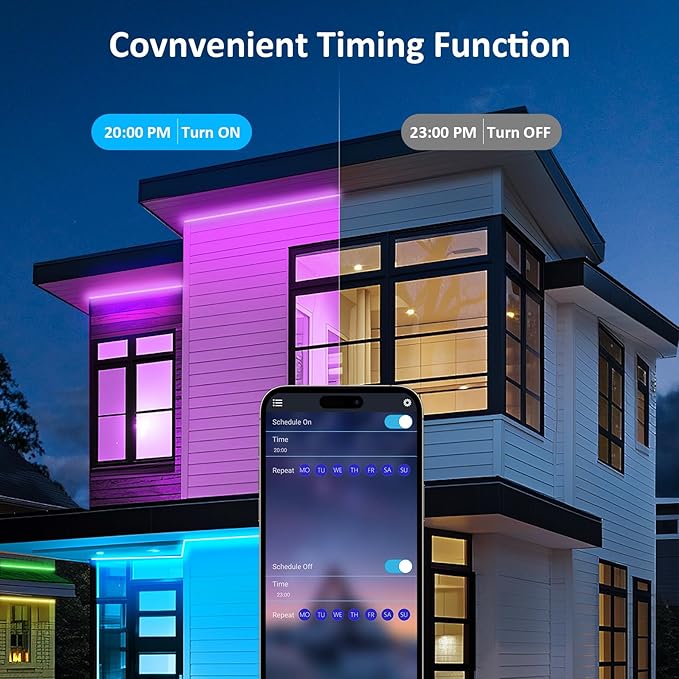 80FT Outdoor RGB LED Strip Lights, IP68 Music Sync Led Lights with App Control and Remote,Color Changing Waterproof Led Rope Lights for Outdoor, Balcony, Roof, Garden, Stairs