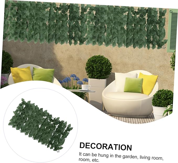 Artificial Leaf Hedge Fence Panel with Clasps UV Resistant Privacy Screen for Garden Balcony Wall Realistic Green Faux Leaves Decorative Outdoor Privacy Fence