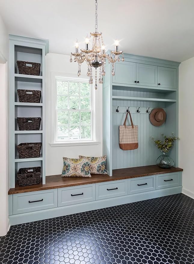 MALOSA Cognac Crystal Chandeliers,Mini Chandelier,Small Chandelier for Bedroom,Dining Room,Living Room,Kitchen Island