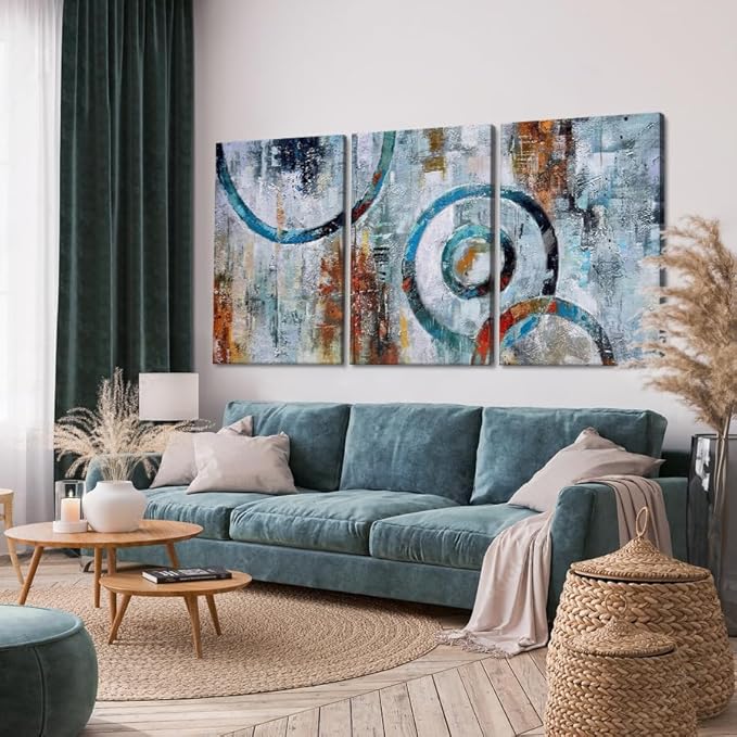 MAMAGO Large Wall Art - 3 Panels Minimalist Wall Decor Prints Painting Abstract Geometric Picture Modern Aesthetic Artwork Decoration for Bedroom Easy to Hang - 24" W x 36" Hx3pcs