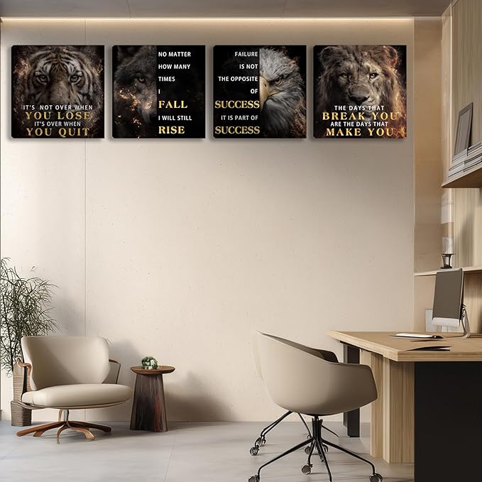 Motivational Wall Decor for Living Room Inspirational Wall Art for Office Workplace Canvas Wall Art Painting Poster Prints Artwork 12"x12"x4