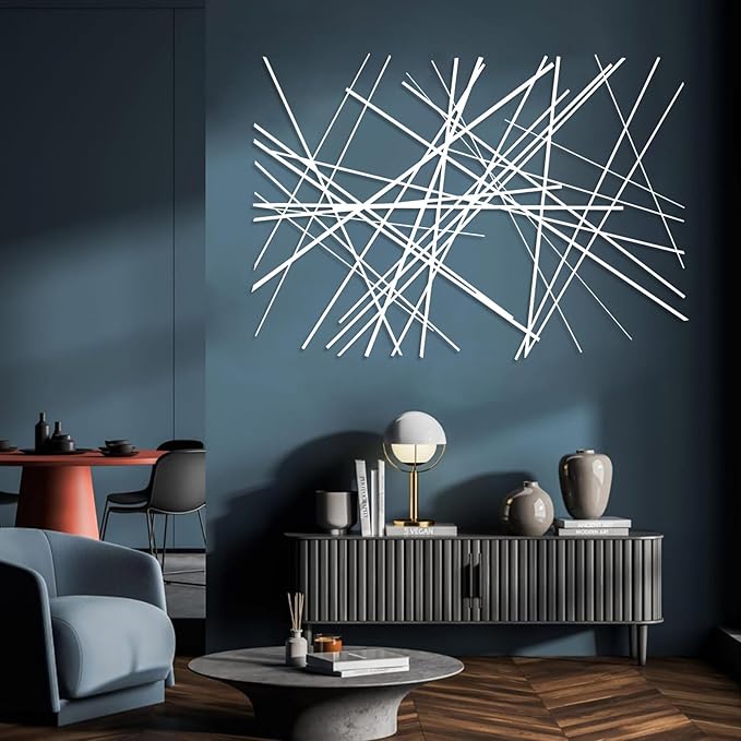 Abstract Metal Wall Art, Modern Wall Decor, Large Wall Sculpture, Abstract Line Wall Art, Modern Luxury Wall Decor, Large Contemporary Metal Sculpture, Office Home Decor, Housewarming Gift (16"x24"|40x60cm, Black)