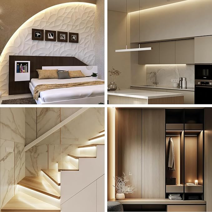 COB LED Strip Lights 50ft,3000K DC 24V Dimmable Warm White Flexible LED Rope Lights for Bedroom,with Remote and app Control LED Lights Strip for Living Room, Shelf, Cabinet