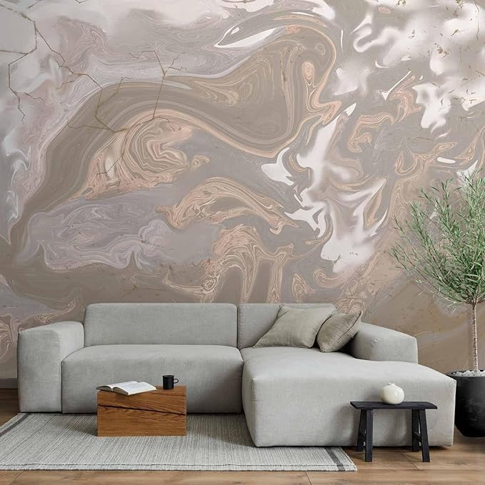 artgeist Premium Wall Mural Stone Wall 138x101 in - XXL Non-Woven Wallpaper Fleece Wall Decor Photo Print Picture Image Design Marble Like Abstract 3D Effect Illusion f-A-0882-a-a