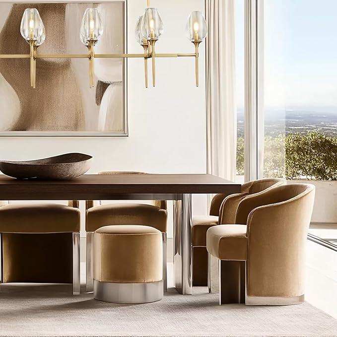 Modern Crystal Chandelier 10 Lights Brass, 65in Gold Rectangle Tulip K9 Crystal Chandeliers, Large Chandelier Ceiling Light for Dining Living Room Bedroom Entryway, E12 Bulbs Included