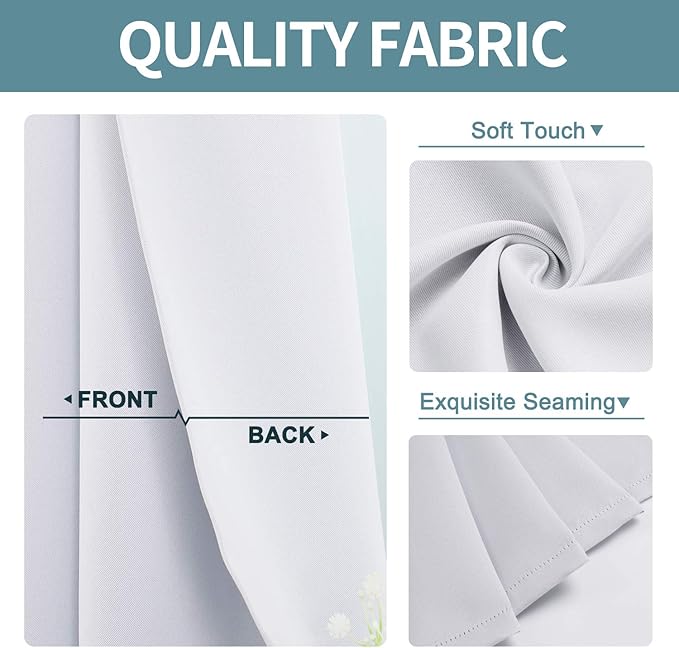 ChrisDowa Blackout Curtains 70 inches Wide for Bedroom - Extra Wide Grommet Thermal Insulated Room Darkening Curtains for Living Room (1 Panel, Greyish White, 70 x 84 Inch)