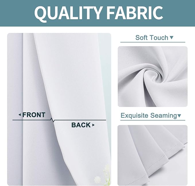 ChrisDowa Blackout Curtains 78 inches Long for Bedroom - Grommet Thermal Insulated Room Darkening Curtains for Living Room (1 Panel, Greyish White, 42 x 78 Inch)