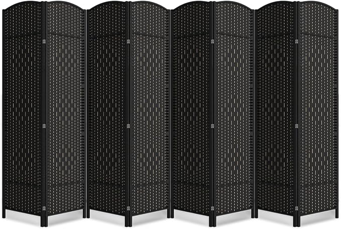 8 Panel Room Divider,6Ft Folding Privacy Screen,Tall - Extra Wide Foldable Panel Partition Wall Divider with Diamond Double-Weaved Hand-Woven Design Room Screen Divider