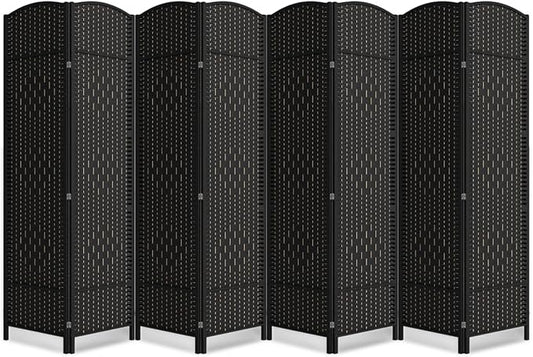 8 Panel Room Divider,6Ft Folding Privacy Screen,Tall - Extra Wide Foldable Panel Partition Wall Divider with Diamond Double-Weaved Hand-Woven Design Room Screen Divider
