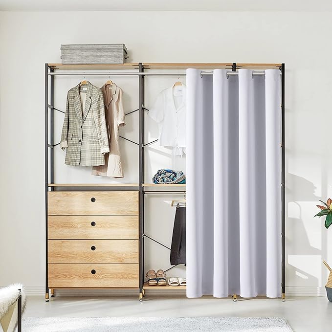 ChrisDowa Blackout Door Curtains for Doorway Privacy, Grommet Closet Curtain for bedroom closet door, Thermal Insulated Temporary Door Cover Room Divider Curtain (1 Panel, Greyish White, 52 x 80 Inch)