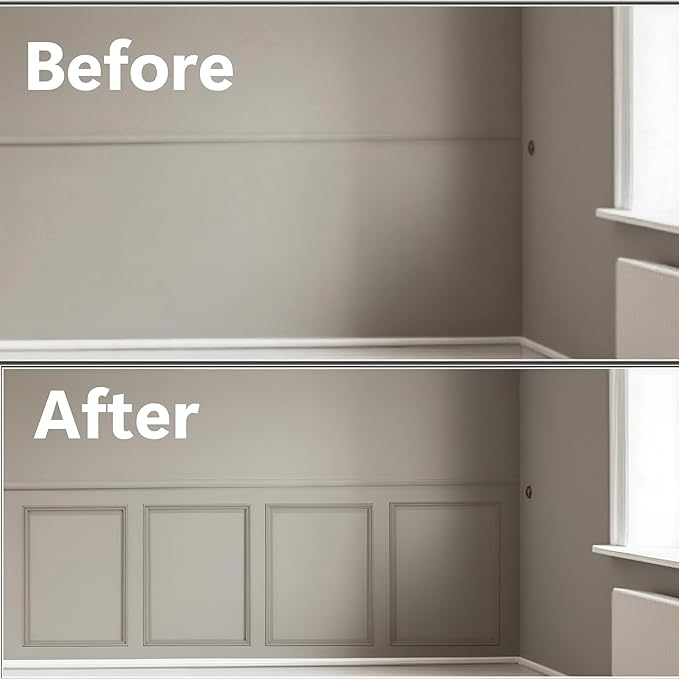 4 Sets Pre-Cut Wainscoting Panels 16”x24” Picture Frame Molding Peel and Stick Wall Molding kit Self Adhesive Molding Trim for Walls (40x60cm)