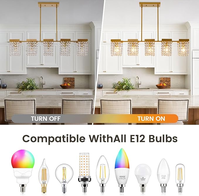 36" Gold Chandelier, 5-Light Crystal Chandeliers for Dining Room, Modern Dining Room Light Fixture, Farmhouse Kitchen Island Lighting, Vintage Hanging Pendant Lights, Dining Chandelier Over Table