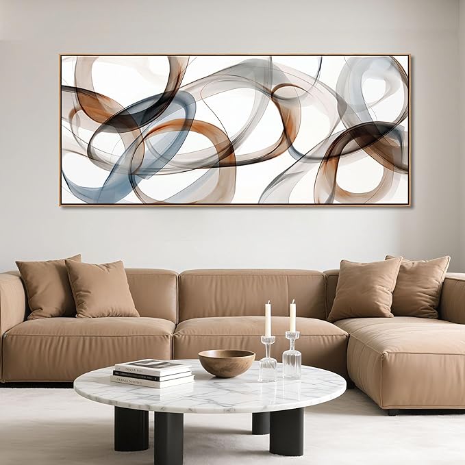 Large Modern Wall Art - Framed Canvas Wall Art Abstract Wall Decor for Living Room - Minimalist Style Artwork Decorations Wooden Frames for Canvas Paintings