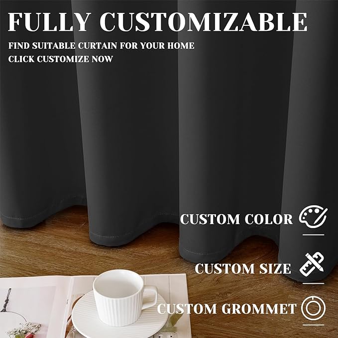 ChrisDowa Custom Blackout Door Curtain for Bedroom and Living Room. Thermal Insulated Room Darkening Curtain 1 Panel (Custom Size and Color)