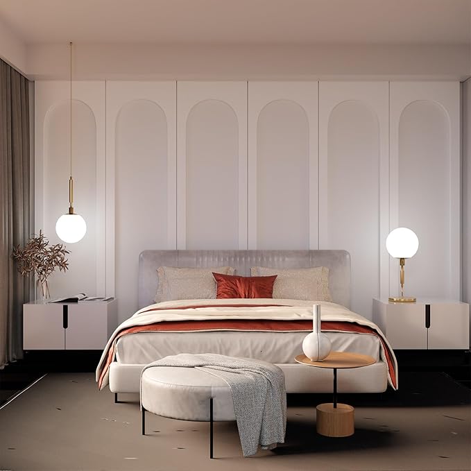 Nuanchu 4 Set Arch MDF Wall Molding Kit 118 x 31.5 Inch Pre-Cut Arch Wainscoting Panel Board and Batten Wall Panel Decor Paintable Accent Kit for DIY Home Bedroom Living Room Decor