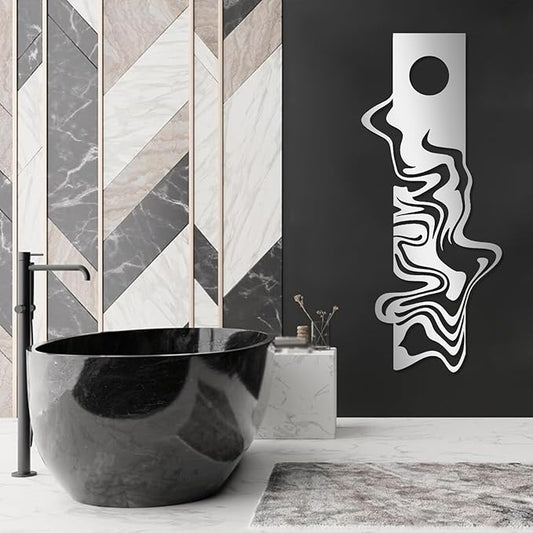 Moonlight Metal Wall Art, Geometric Metal Wall Decor, Abstract Wall Art, Modern Wall Decor, Abstract Wall Sculpture, Large Contemporary Sculpture, Office Living Room Decor (Silver, 22"x53"|56x135cm)