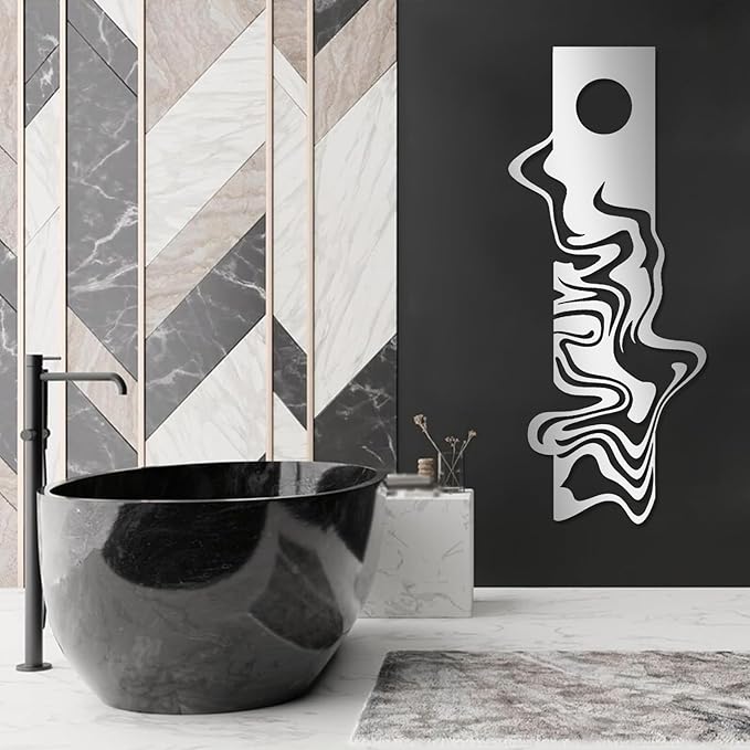 Moonlight Metal Wall Art, Geometric Metal Wall Decor, Abstract Wall Art, Modern Wall Decor, Abstract Wall Sculpture, Large Contemporary Sculpture, Office Living Room Decor (Silver, 10"x24"|25x60cm)